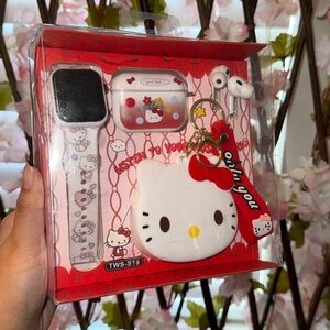 Hello Kitty Themed Electronics Accessory Set - Red and White